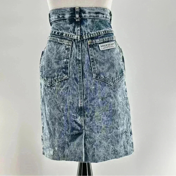 Made in the Shade vintage blue Jean skirt 3 denim acid washed 80s high waisted - Picture 4 of 11
